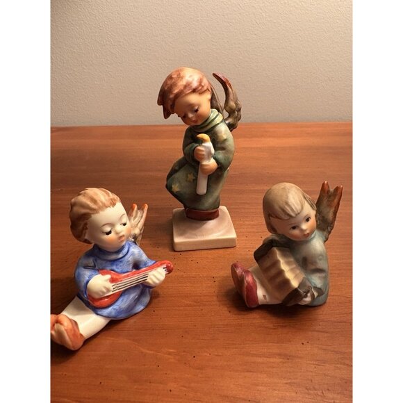 3 Hummel Angels Figurines Christmas Nativity One Mini Candle Holder - Picture 1 of 9